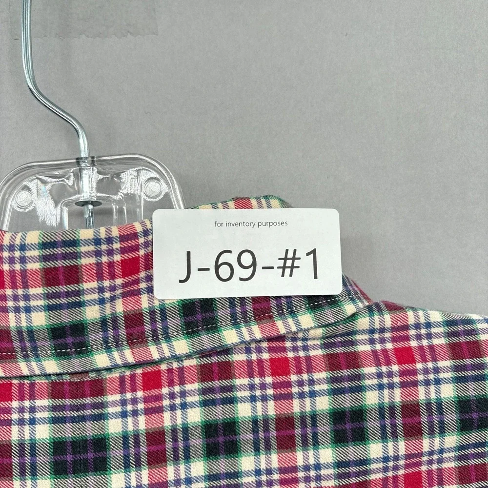 Ralph Lauren Shirt Mens Medium Red Green Plaid Button Down Tartan‎ Twill Vintage